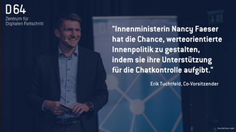 "Innenministerin Nancy Faeser hat die Chance, werteorientierte Innenpolitik zu gestalten, indem sie ihre Unterstützung für die Chatkontrolle aufgibt."